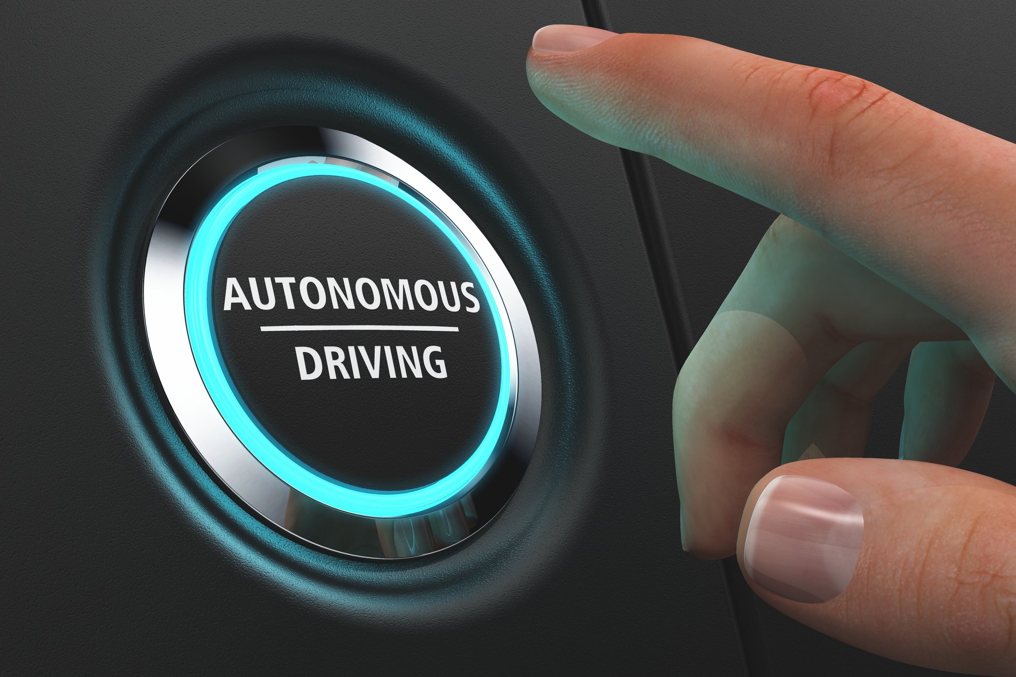 Autonomous-Driving-Button_Black-Blue-Neonlight_3D-Illustration_133443971